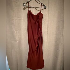 Elegant Rust Spaghetti Strap Dress